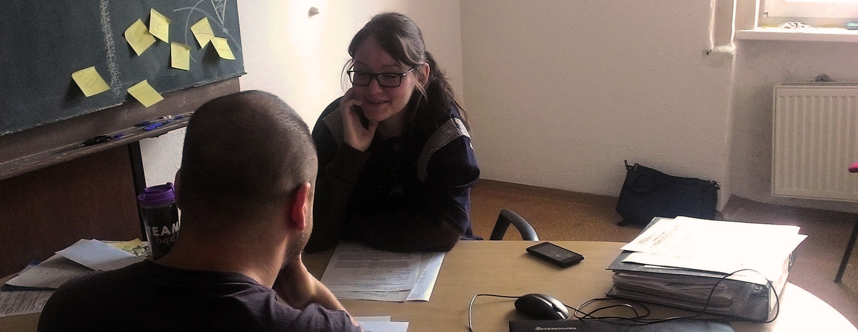 Míša v práci s klientem