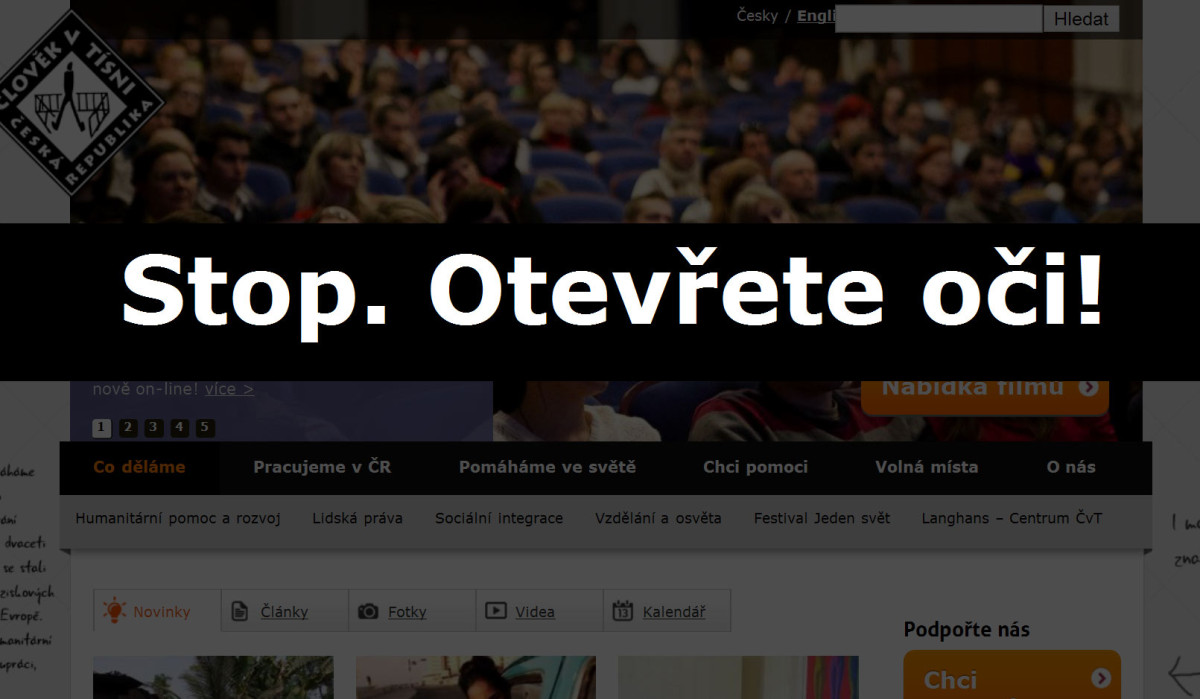 Organizaci Člověk v tísni zčernaly internetové stránky, upozorňují na humanitární katastrofu v Sýrii