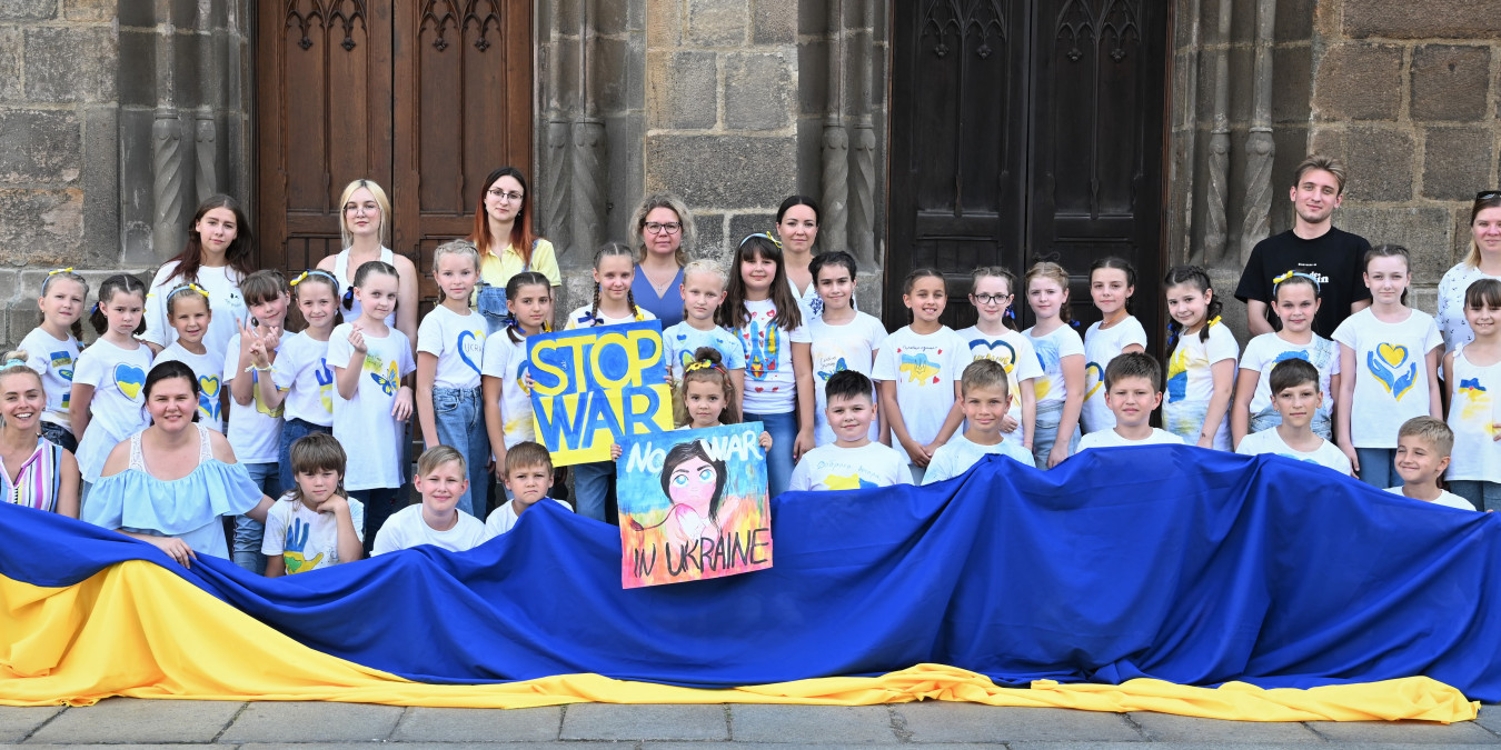 Fotografie z 27. 2. 2022 z akce Milion chvilek pro Ukrajinu v Praze.