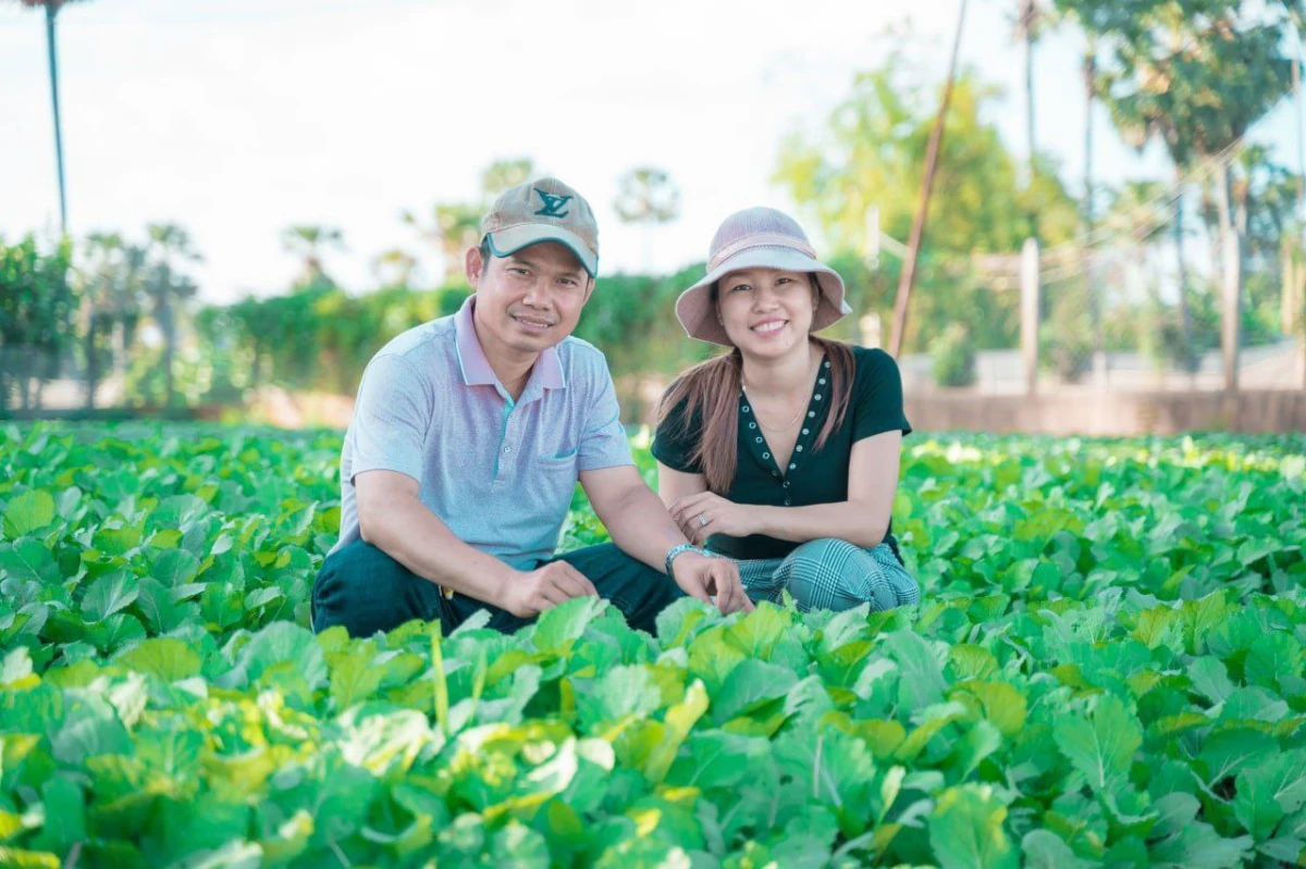 The owner of Asa Mart is at the vegetable farm