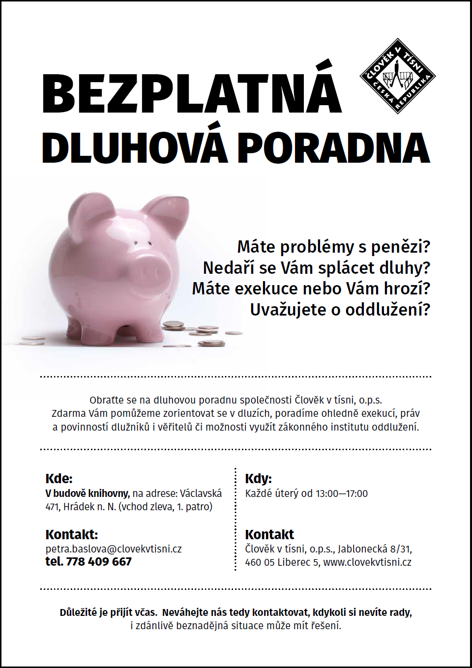 Potřebujete zkrotit své dluhy? Navštivte naši dluhovou poradnu!