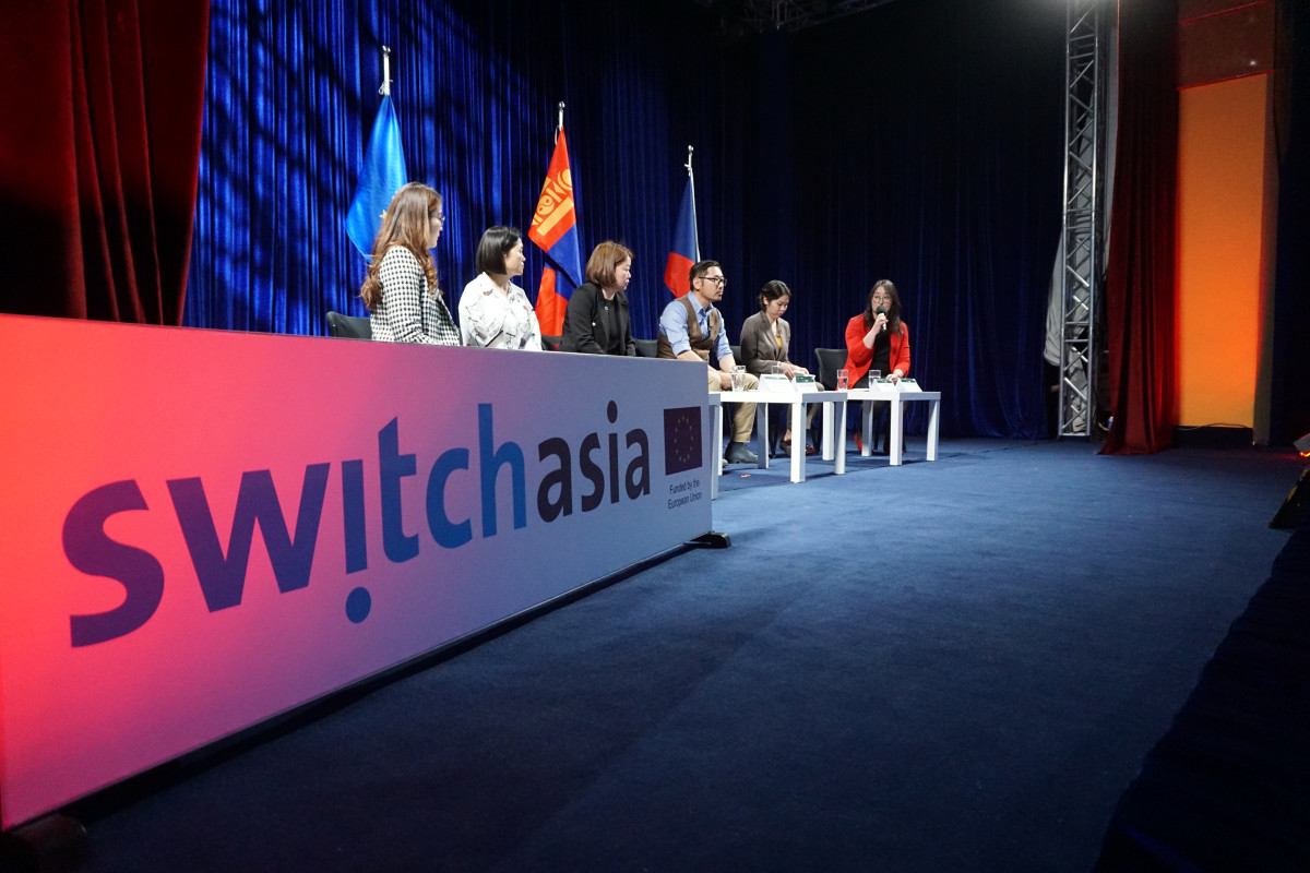 Panelists discuss how to improve the agri-food and beverage sector in Mongolia during the launch of the EU-funding Switching On the Green Economy Project
