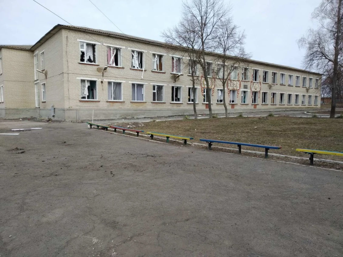 Boromljanské gymnázium v Sumské oblasti po okupaci.