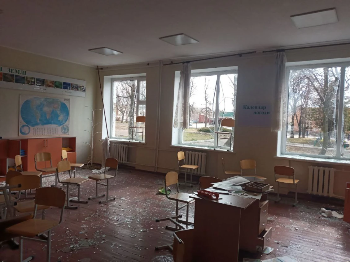 Boromljanské gymnázium v Sumské oblasti po okupaci.